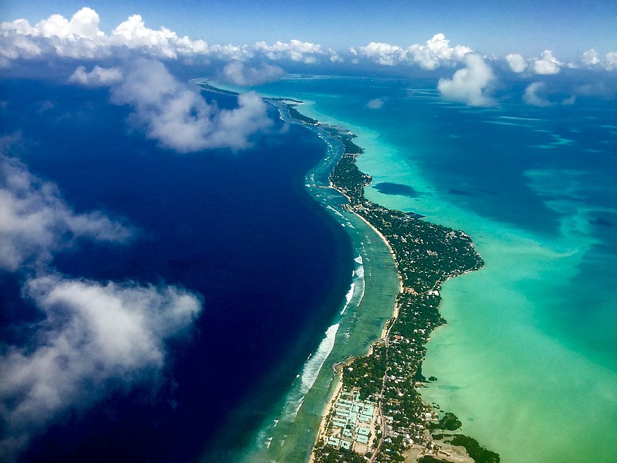 Aerial shot of an island