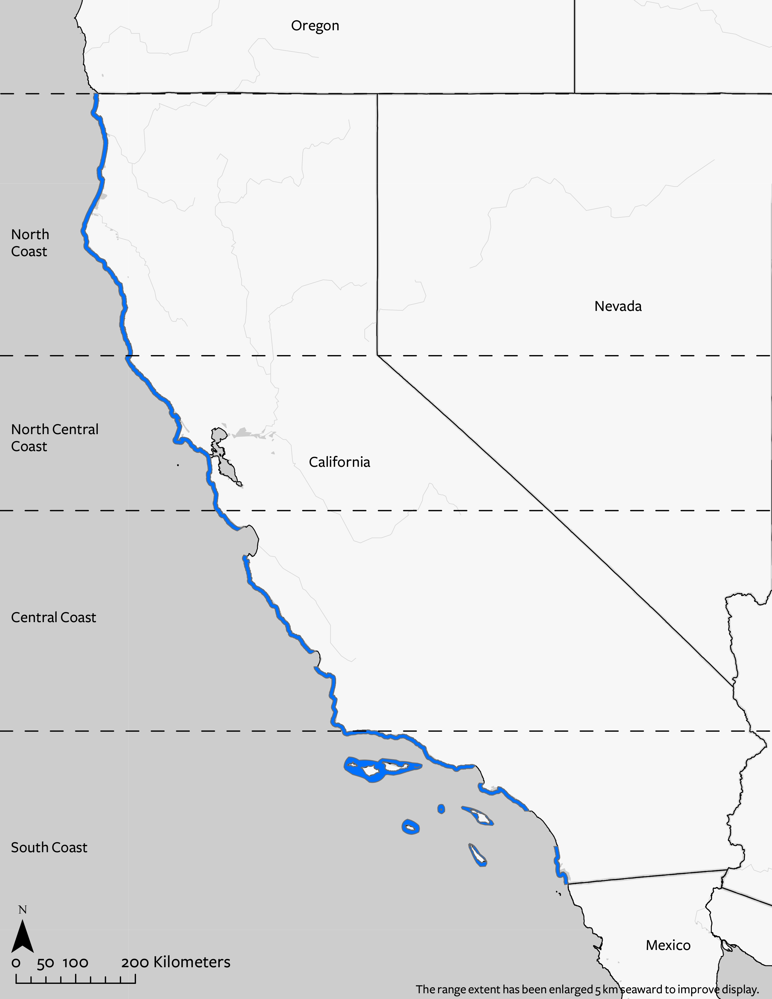 Black Abalone's geographic range in California