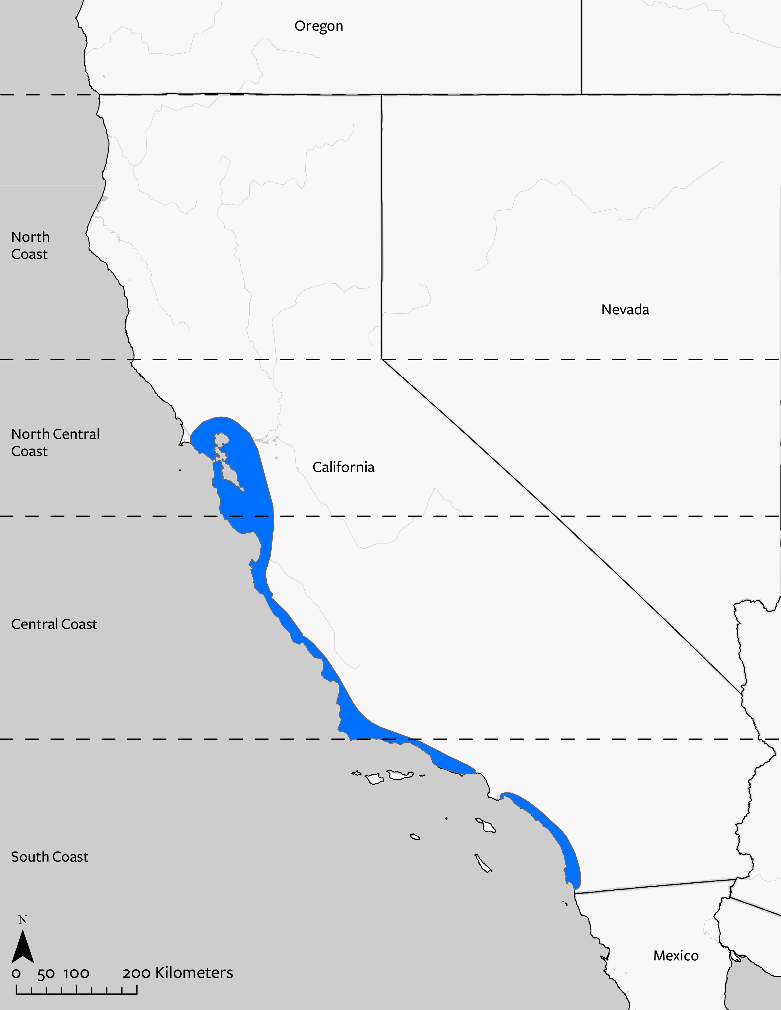 California Least Tern's geographic range in California