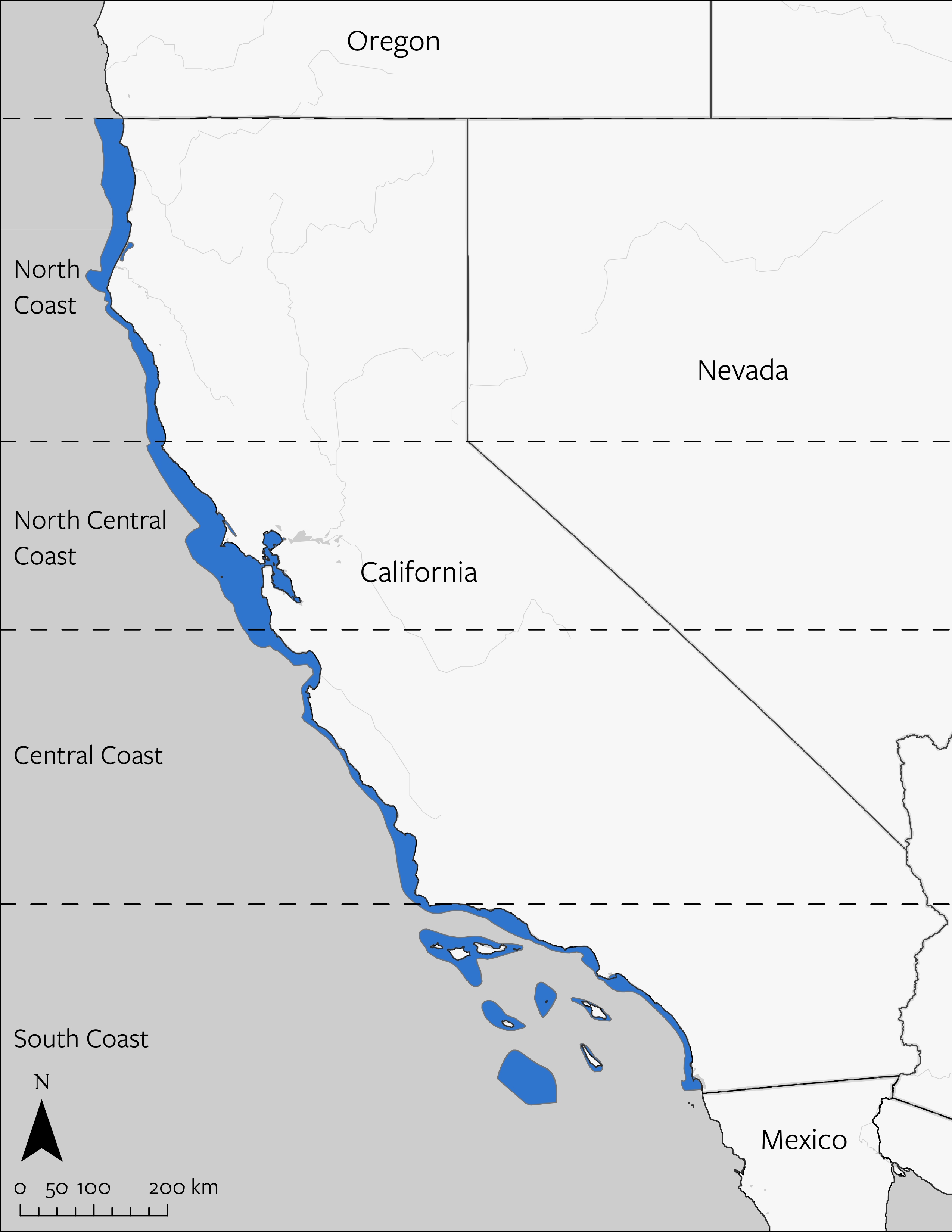 Purple Sea Urchin's geographic range in California